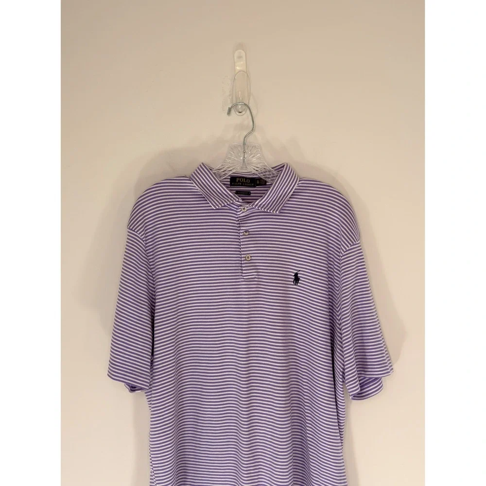 Polo Ralph Lauren Polo Shirt Men's‎ Short Sleeve Purple Striped Classic Fit XL